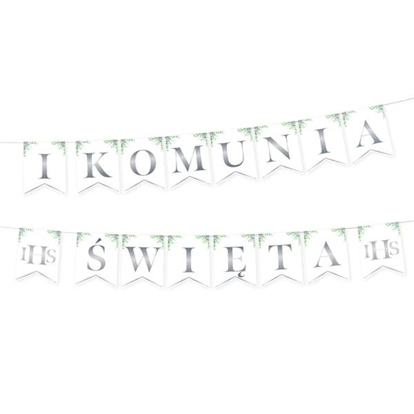 Banner I Komunia Święta srebrny nadruk,  240cm 131855