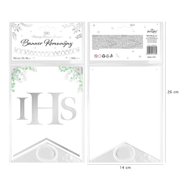 Banner I Komunia Święta srebrny nadruk,  240cm 131855