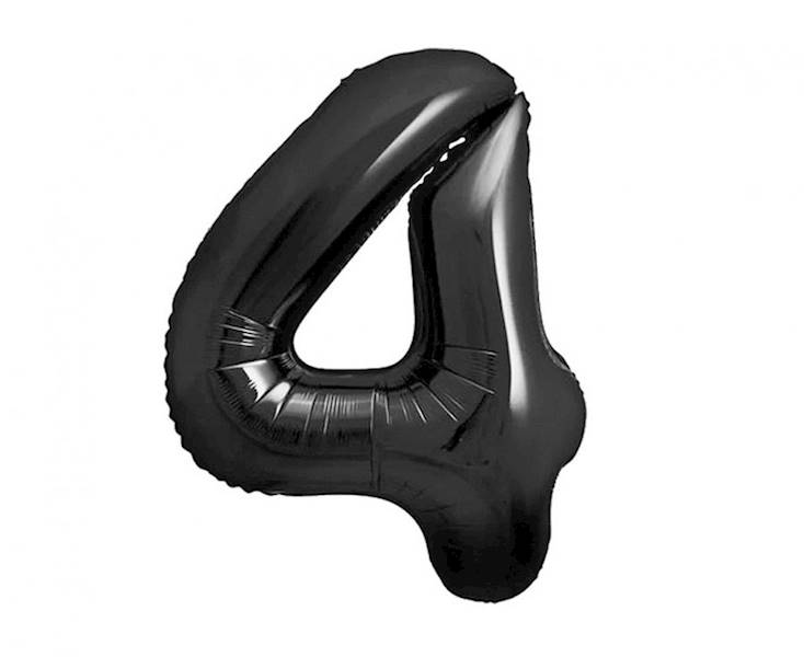 Balon foliowy cyfra 4 czarna matowa 85cm Beauty&Charm