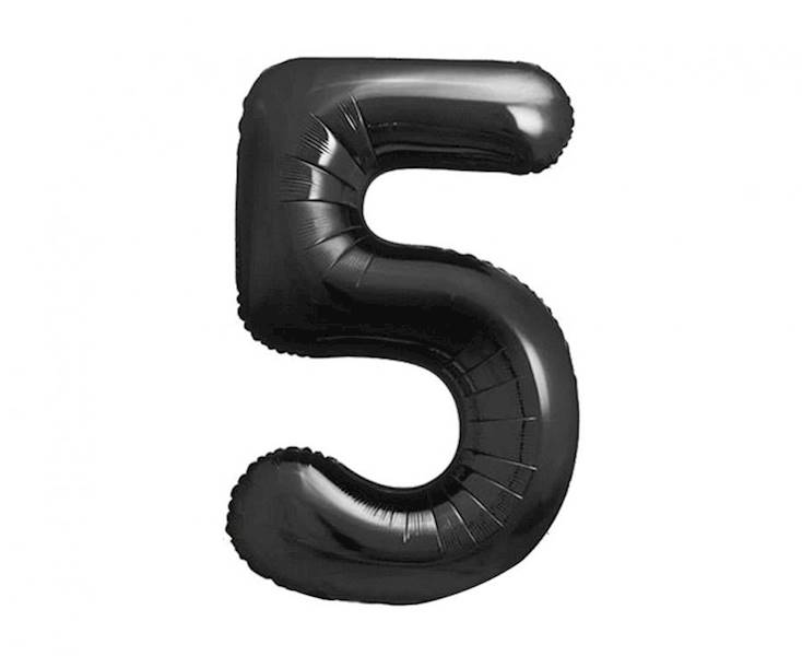 Balon foliowy cyfra 5 czarna matowa 85cm Beauty&Charm