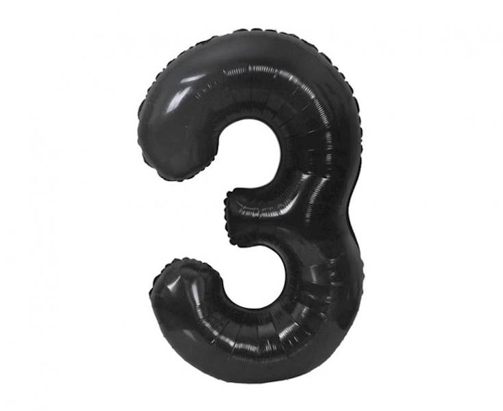 Balon foliowy cyfra 3 czarna matowa 85cm Beauty&Charm