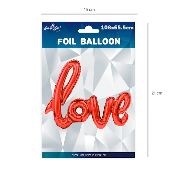 Balon foliowy napis Love czerwony 70x100cm 460033
