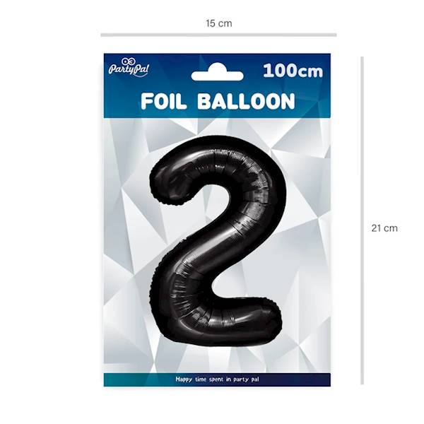 Balon foliowy cyfra 2 czarna 100cm 450082