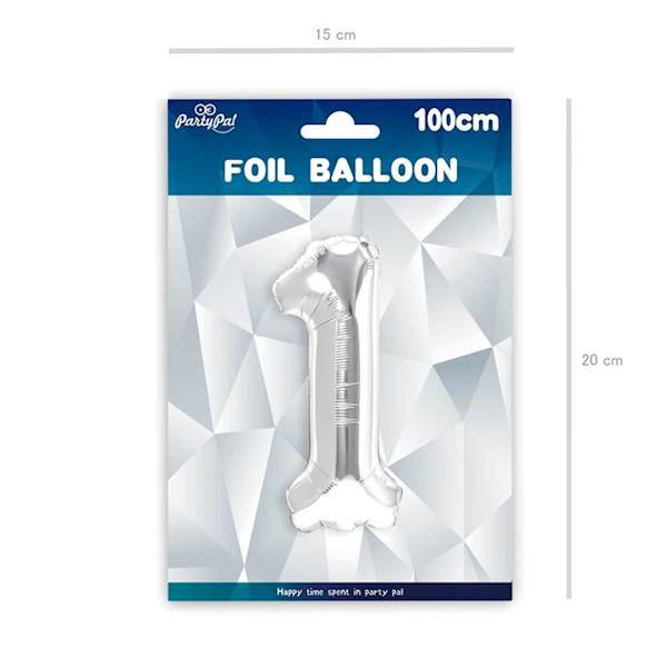 Balon foliowy cyfra 1 srebrna 100cm 450003