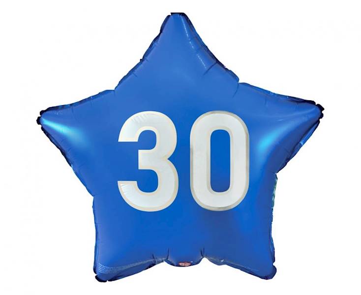 Balon foliowy Gwiazdka Niebieska 30 biały napis 19" 48cm