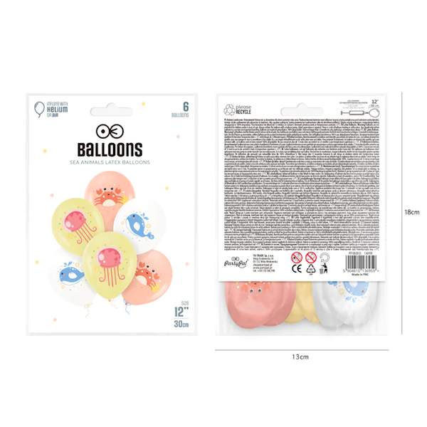 Balony lateksowe podwodny świat 12" 6szt 136959