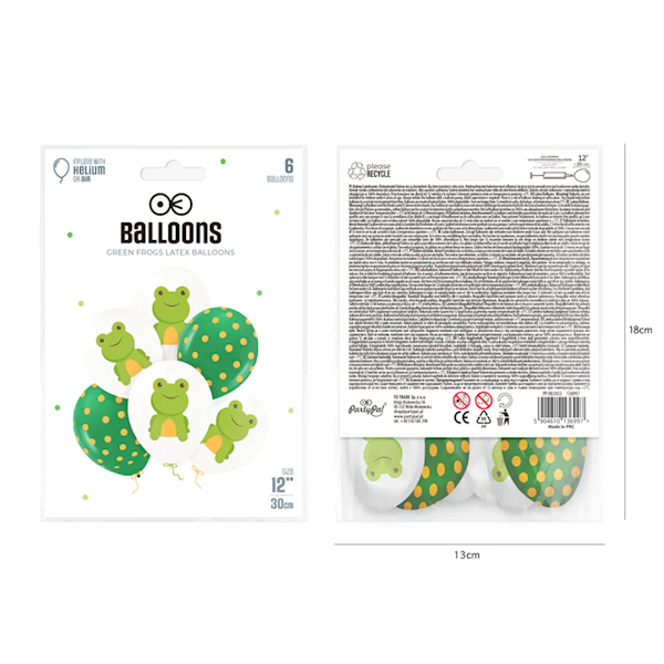 Balony lateksowe żaby żabki 12" 6szt 136997