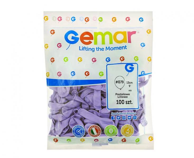 Balony Gemar 5" A50 079 Pastelowe Liliowe 13cm 100szt