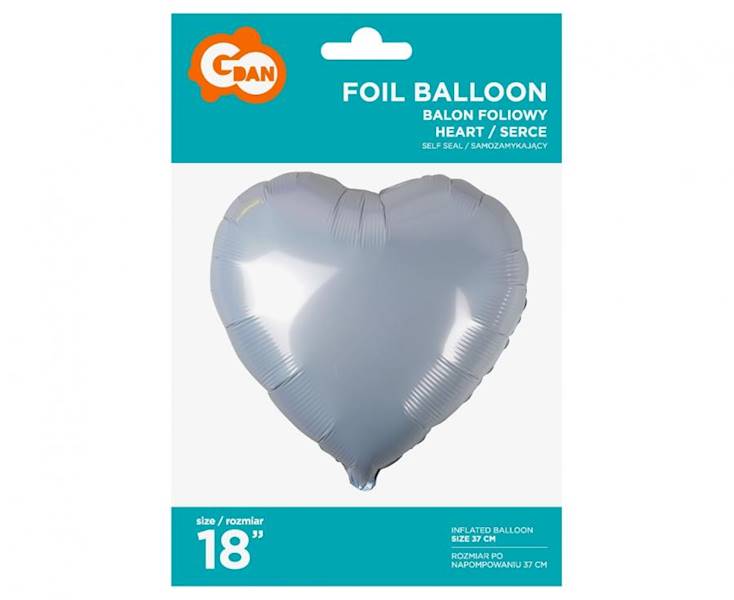 Balon foliowy serce białe 18" Godan