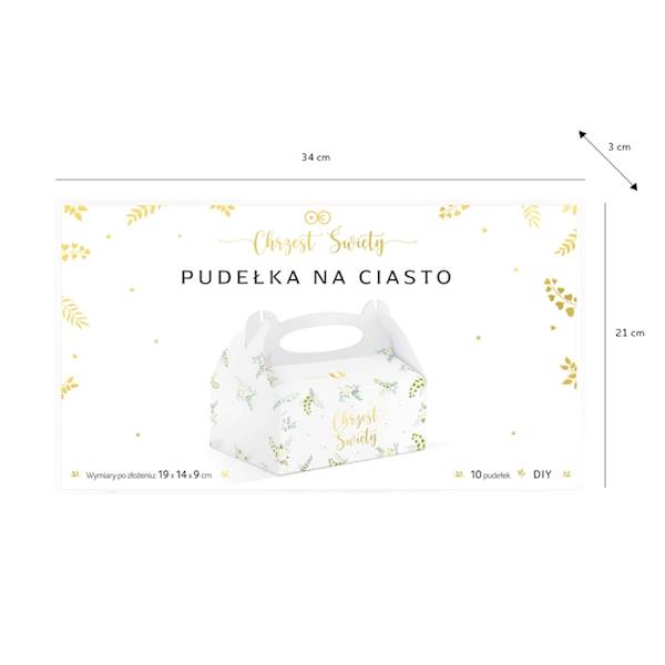 Pudełka na ciasto dla gości Chrzest Święty 10 pudełek DIY 127728