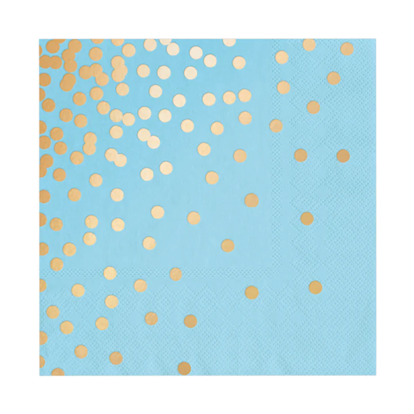 Serwetki niebieskie w złote kropki konfetti 33x33cm 10szt 511473