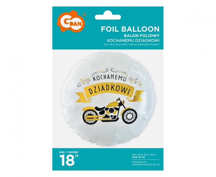 Balon foliowy okrągły Kochanemu Dziadkowi 18" 46cm 