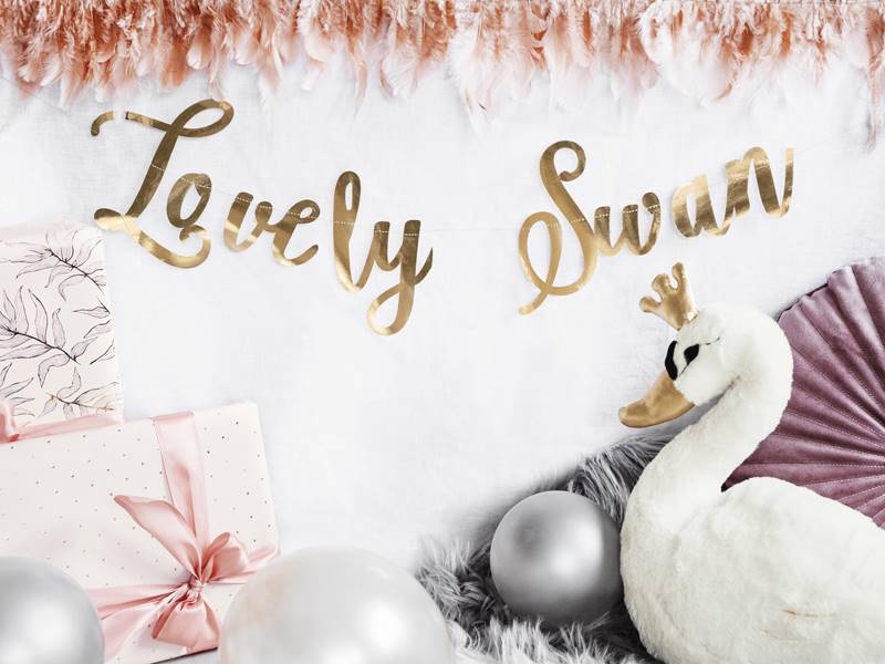 Baner Lovely Swan złoty 21x64