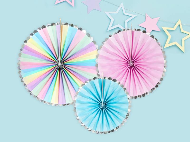 Rozety dekoracyjne Unicorn jednorożec  3 szt komplet Party Deco