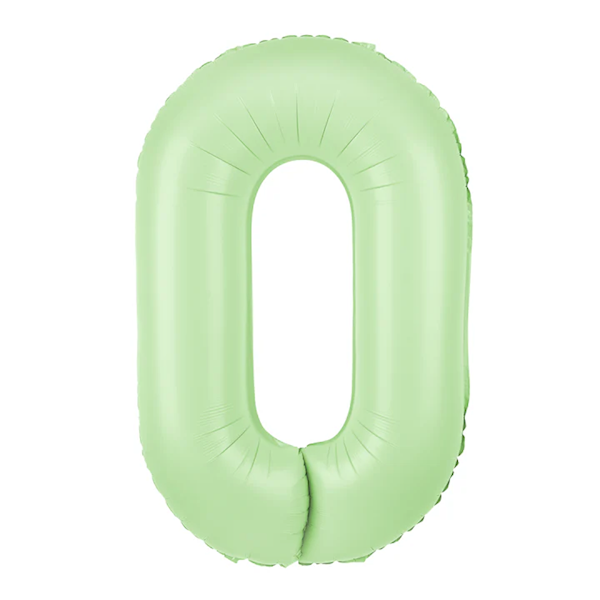 Balon foliowy cyfra 0 zielona pistacjowa 100cm 156322
