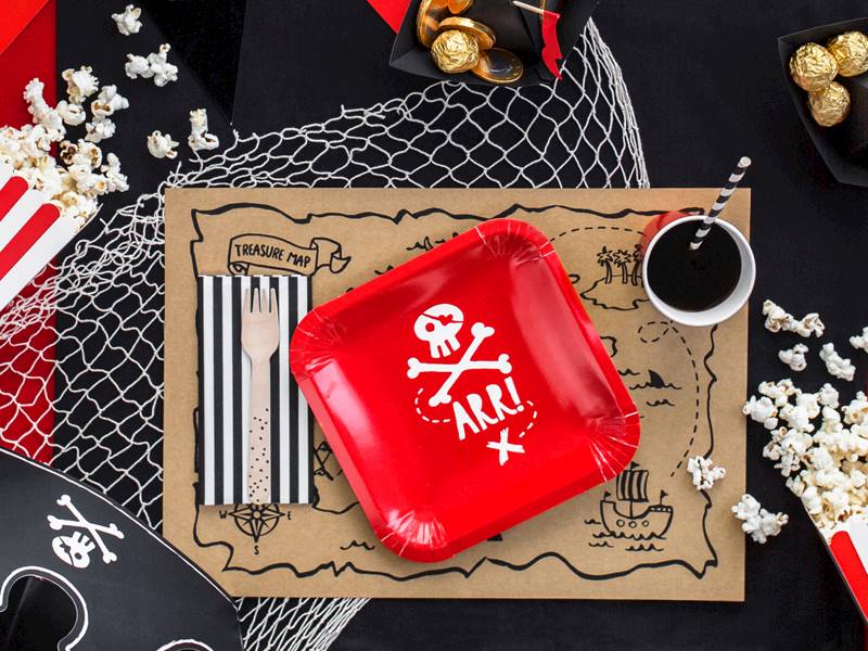 Talerzyki piraci pirates czerwone 6 szt