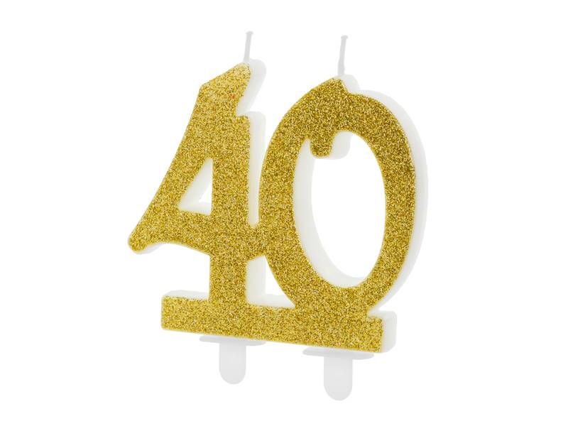 Świeczka 40 złoty brokat Party Deco SCU5-40-019