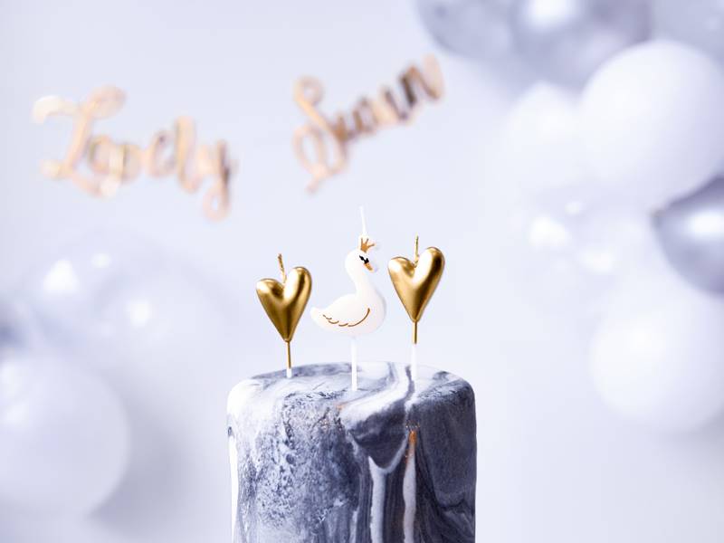 Świeczki łabędż serce Lovely Swan pikery 6 szt SCS-12