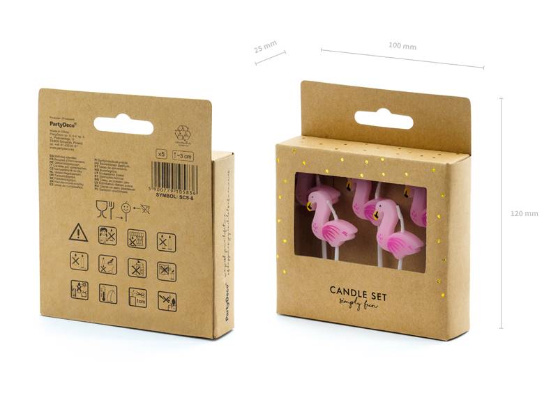 Świeczki różowe flamingi pikery 5 szt SCS-8