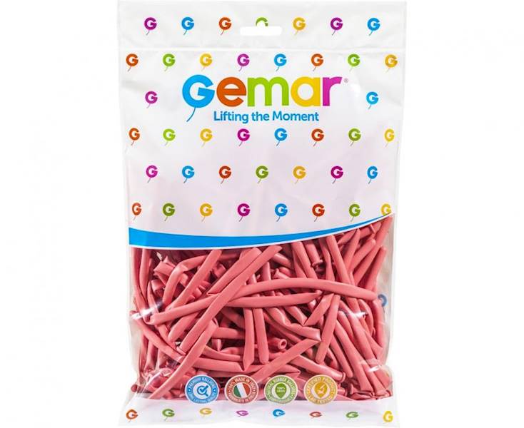 Balony Gemar D4 rurki włoskie różowe delikatne 073 100szt makarony, modeliny 2" 5cm