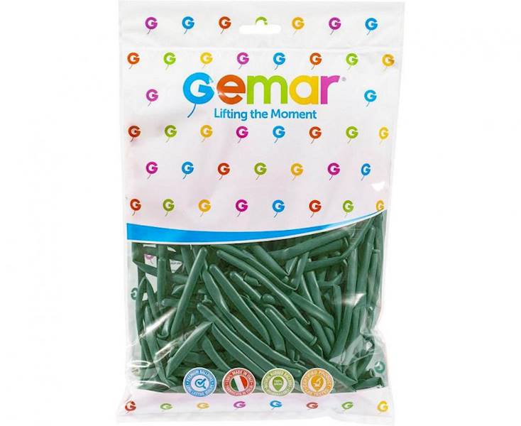 Balony Gemar D4 rurki włoskie zielone butelkowe 104 100szt makarony, modeliny 2" 5cm