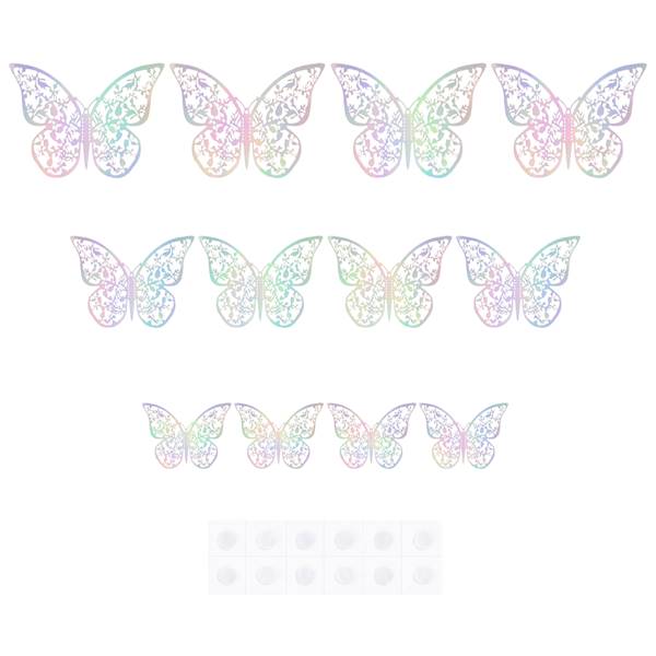 Motyle 3d holograficzne wzorek 12szt 3 rozmiary 143537