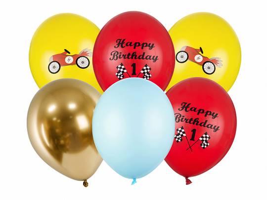 Balon z nadrukiem samochód Happy Birthday 6 szt SB14P-300-000-6