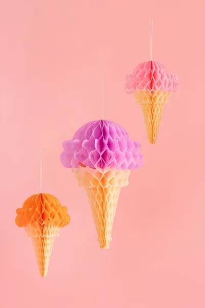 Dekoracje wiszące Lody z bibuły honeycomb 3szt DB8