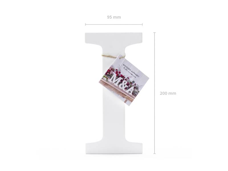 Litera drewniana I biała 20 cm DL1-I-008