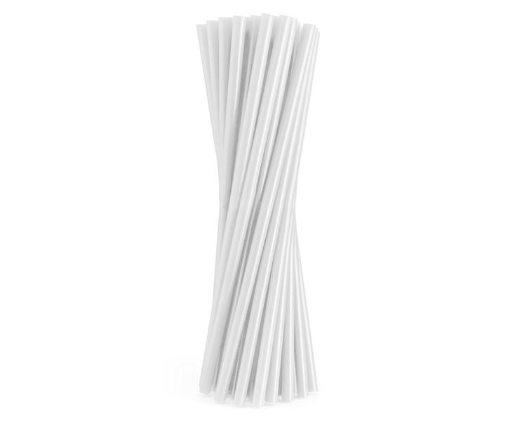 Słomki plastikowe wielokrotnego użytku białe 200szt 