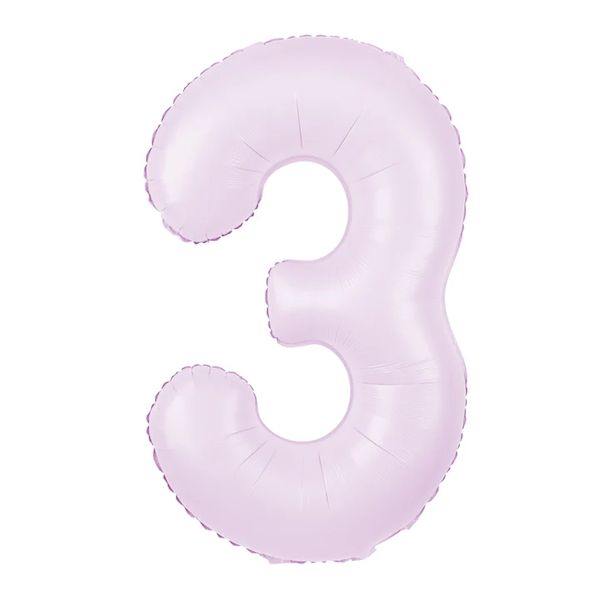 Balon foliowy cyfra 3 fioletowa jasna liliowa 100cm 156490