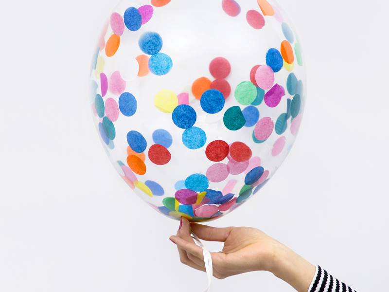 Balon lateks z konfetti kolorowym 6szt BK12-1-000-6