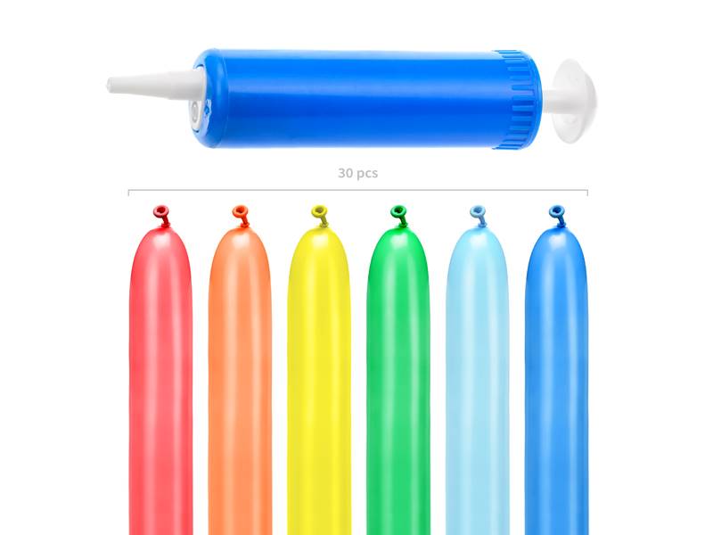 Balony do modelowania kolorowe 30 szt. + pompka MBP2P-000