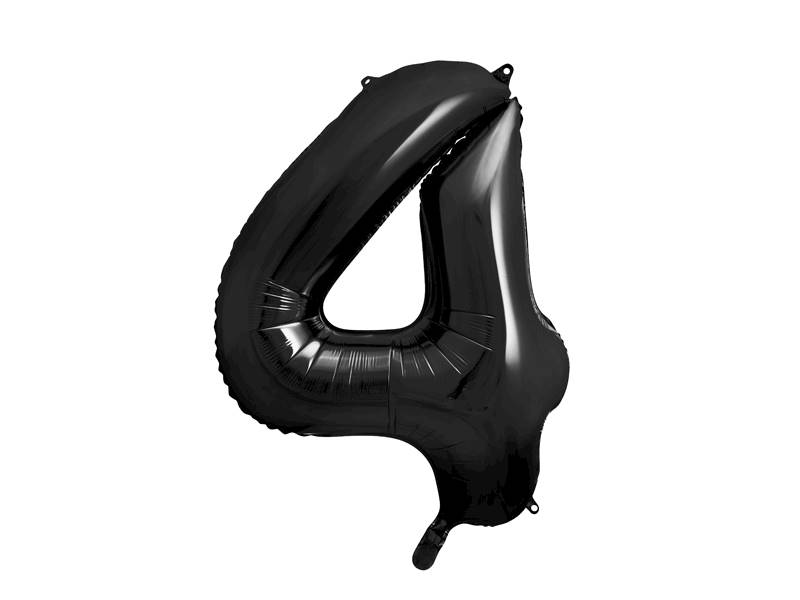 Balon foliowy cyfra 4 czarna Party Deco FB1M-4-010 