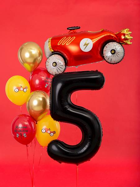 Balon foliowy cyfra 5 czarna Party Deco FB1M-5-010