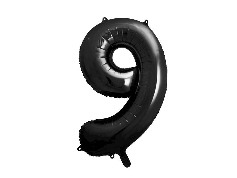 Balon foliowy cyfra 9 czarna Party Deco FB1M-9-010 
