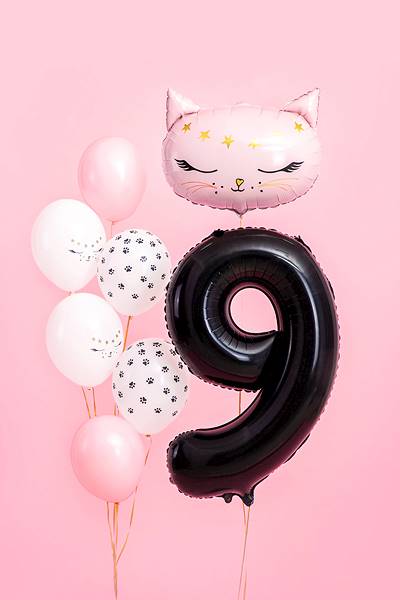 Balon foliowy cyfra 9 czarna Party Deco FB1M-9-010 