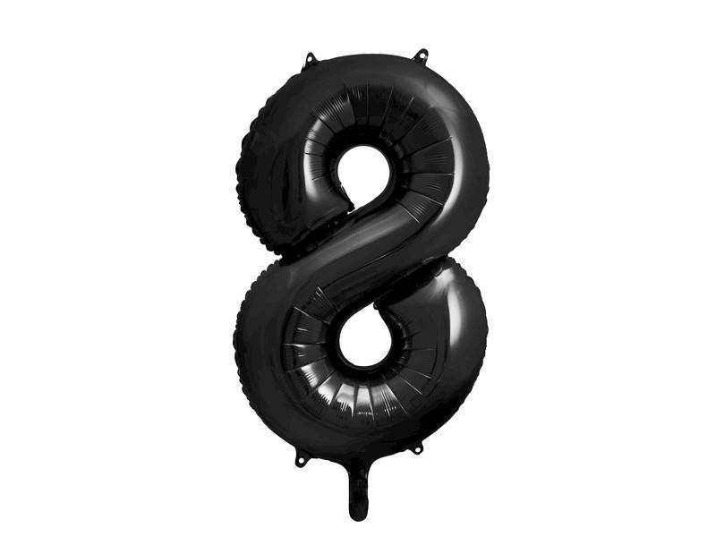Balon foliowy cyfra 8 czarna Party Deco FB1M-8-010