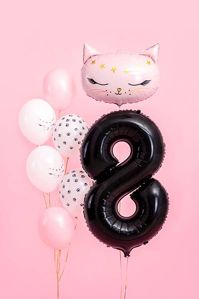 Balon foliowy cyfra 8 czarna Party Deco FB1M-8-010