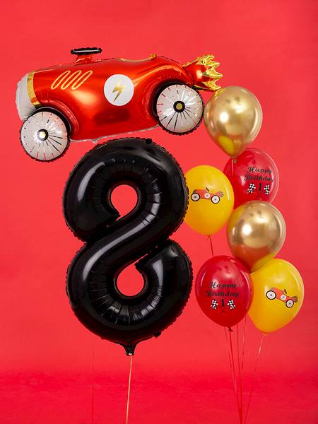 Balon foliowy cyfra 8 czarna Party Deco FB1M-8-010