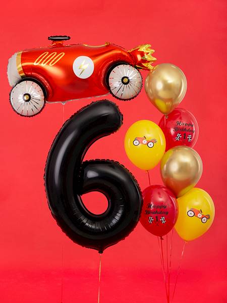 Balon foliowy cyfra 6 czarna Party Deco FB1M-6-010 