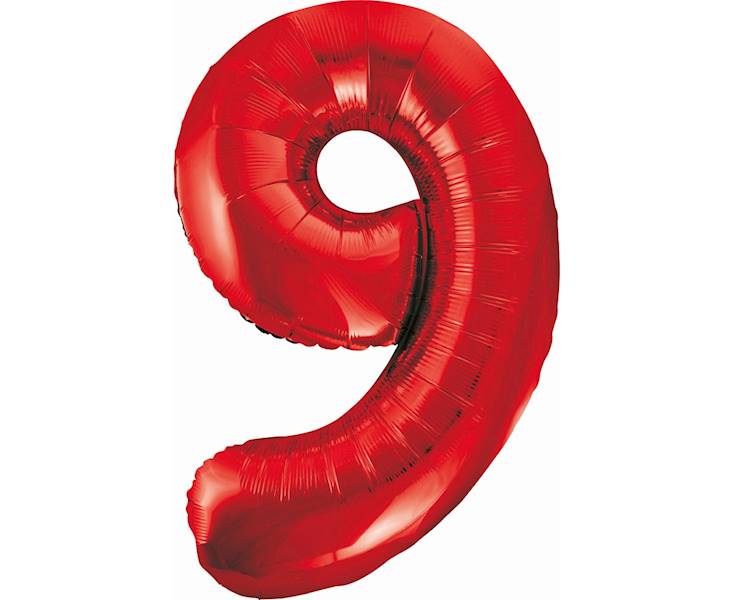 Balon foliowy cyfra 9 czerwona 85 cm godan