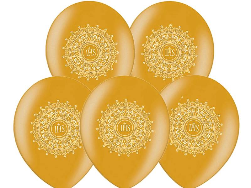 Balon z nadrukiem IHS złote perłowe 6szt SB14M-110-019-6