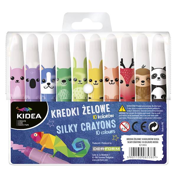 Kredki żelowe 10 kolorów Kidea
