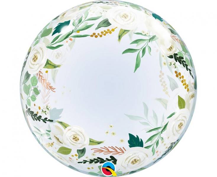 Balon Bubble Deco 24" w kwiaty Qualatex do helu 61cm 