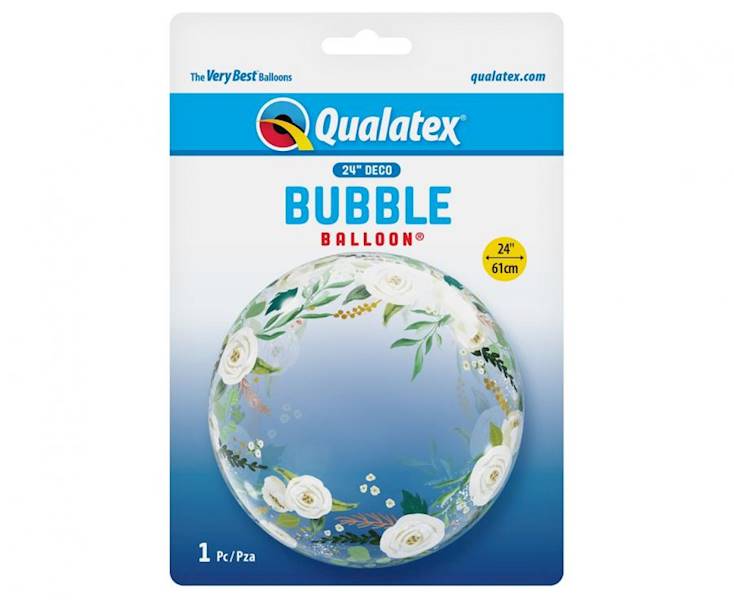 Balon Bubble Deco 24" w kwiaty Qualatex do helu 61cm 