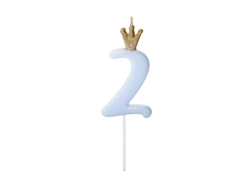Świeczka urodzinowa Cyferka 2 jasny niebieski 9.5cm