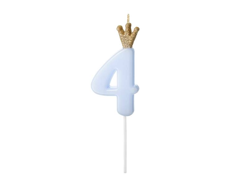 Świeczka urodzinowa Cyferka 4 jasny niebieski 9.5cm