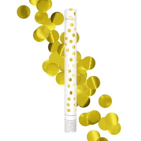 Konfetti tuba 40cm złote kółka 512181
