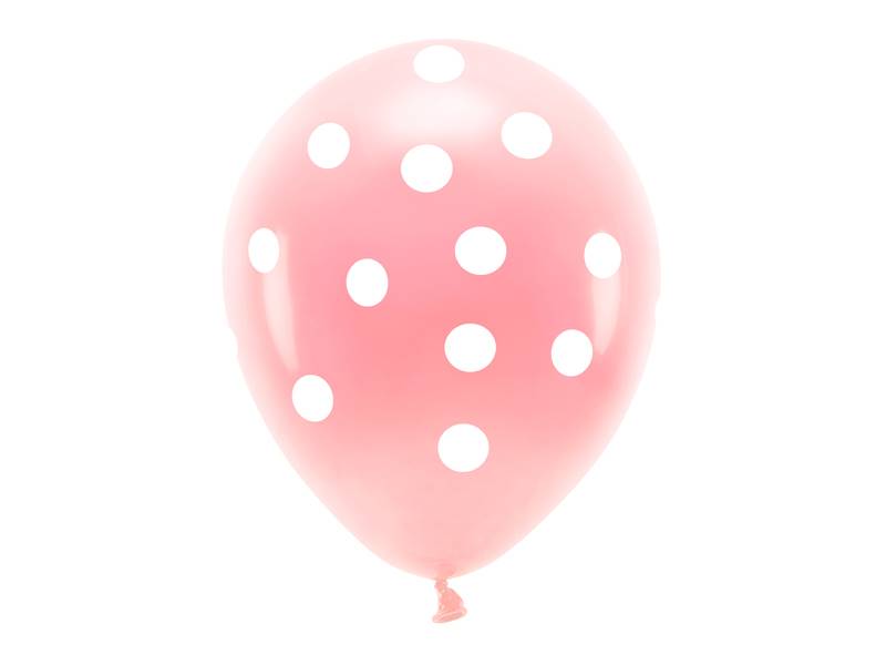 Balony z nadrukiem Eco 33 cm pastelowe Kropki jasny różowy 6 szt ECO33P-202-081J-6